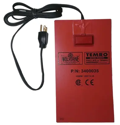 Temro Zerostart Engine Block Silicone Pad Heater 120V 1000W, 10.75