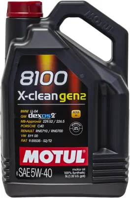Motul 8100 X-Clean Gen2 Motor Oil 5W40 Full Synthetic 5 l MTL