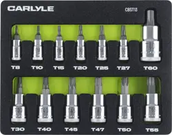 Carlyle 11 pc 1/4in, 3/8in, & 1/2 in Drive External Star Socket