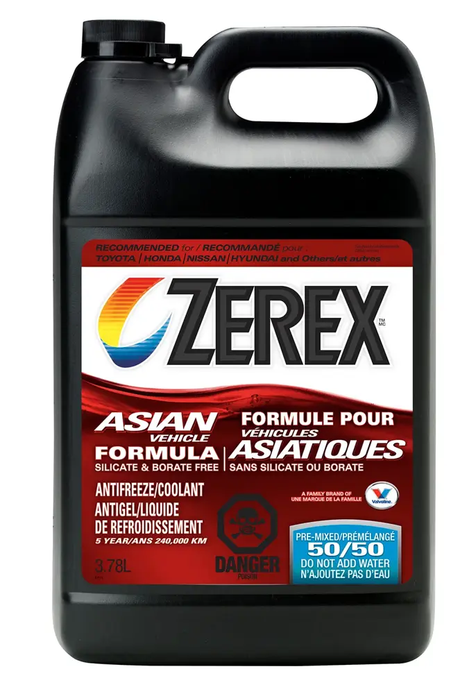 Zerex Coolant/Antifreeze Asian Vehicle Red Pre Mized 50/50, 3.78 L